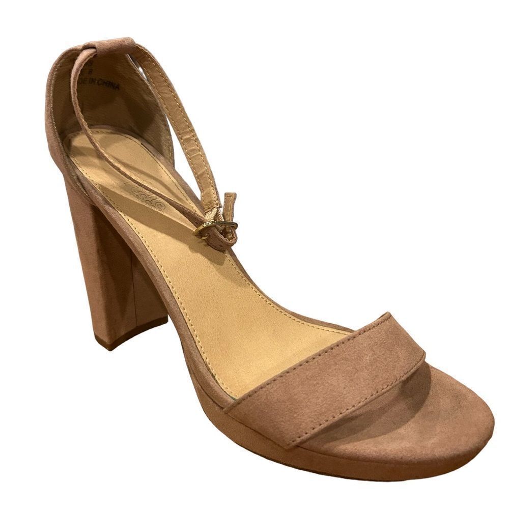 Mauve platform minimalist sandal chunky heel
